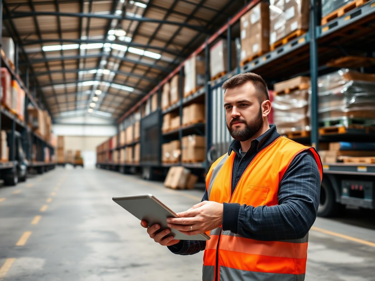 Logistics manager planning high volume shipments in a warehouse